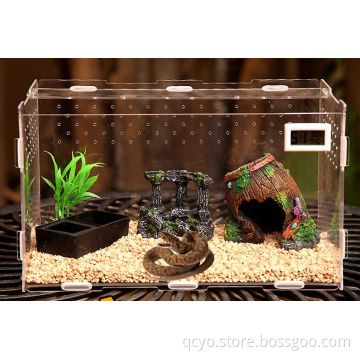 Acrylic Reptile box pet house comes with temperature indicator and Magnetic door